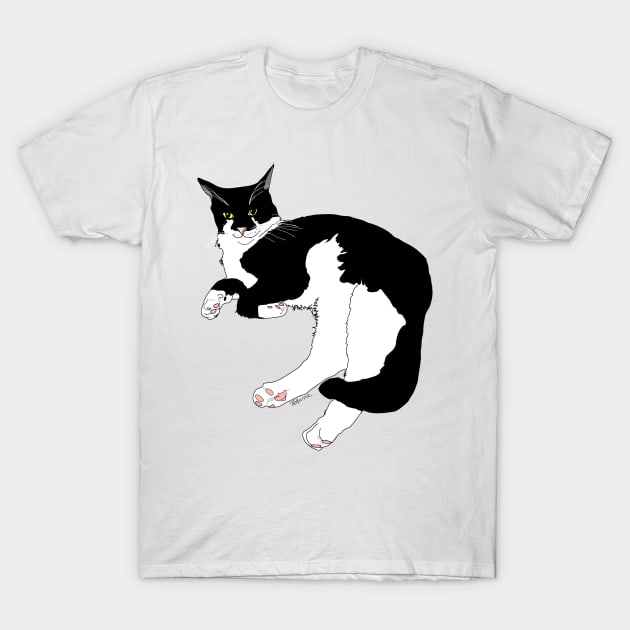 Cute Tuxedo Cat why are you looking at me?  Copyright TeAnne T-Shirt by TeAnne